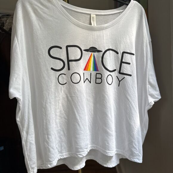 Bella + Canvas Space Cowboy Cropped White Tee L - Picture 1 of 8